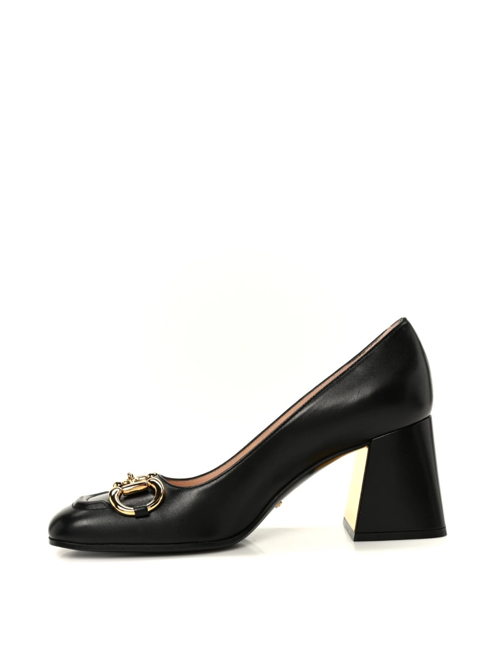 Gucci Black Leather Malaga Kid Horsebit Pump with Gold Hardware